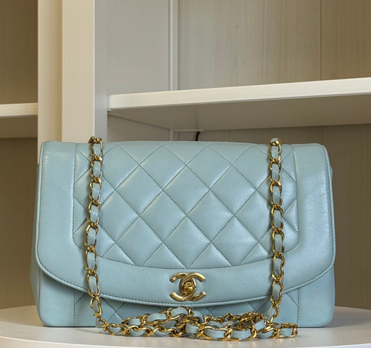 Chanel Baby Blue 24K Medium Lambskin Diana Flap Bag