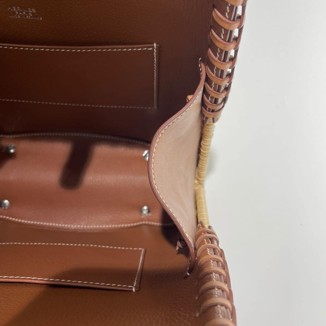 Hermes 2016 Picnic Bolide 25 Fauve Barenia & Osier Wicker Bag