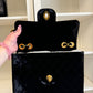 CHANEL 1995 VINTAGE BLACK VELVET JUMBO CLASSIC FLAP