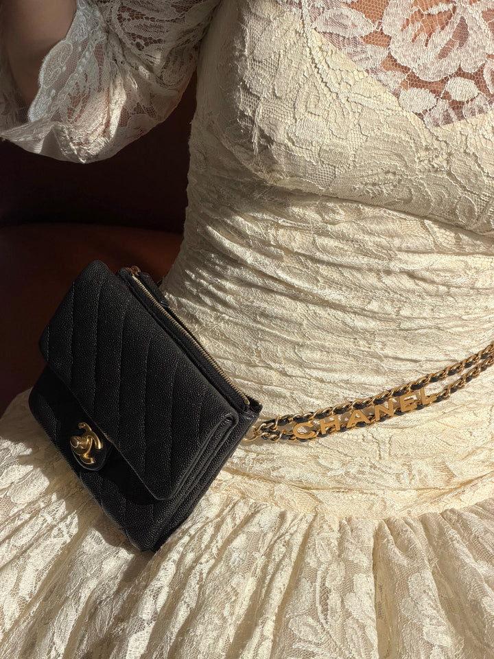 Chanel Pick Me Up Belt Bag Black Shiny Caviar Gold Hardware 2022