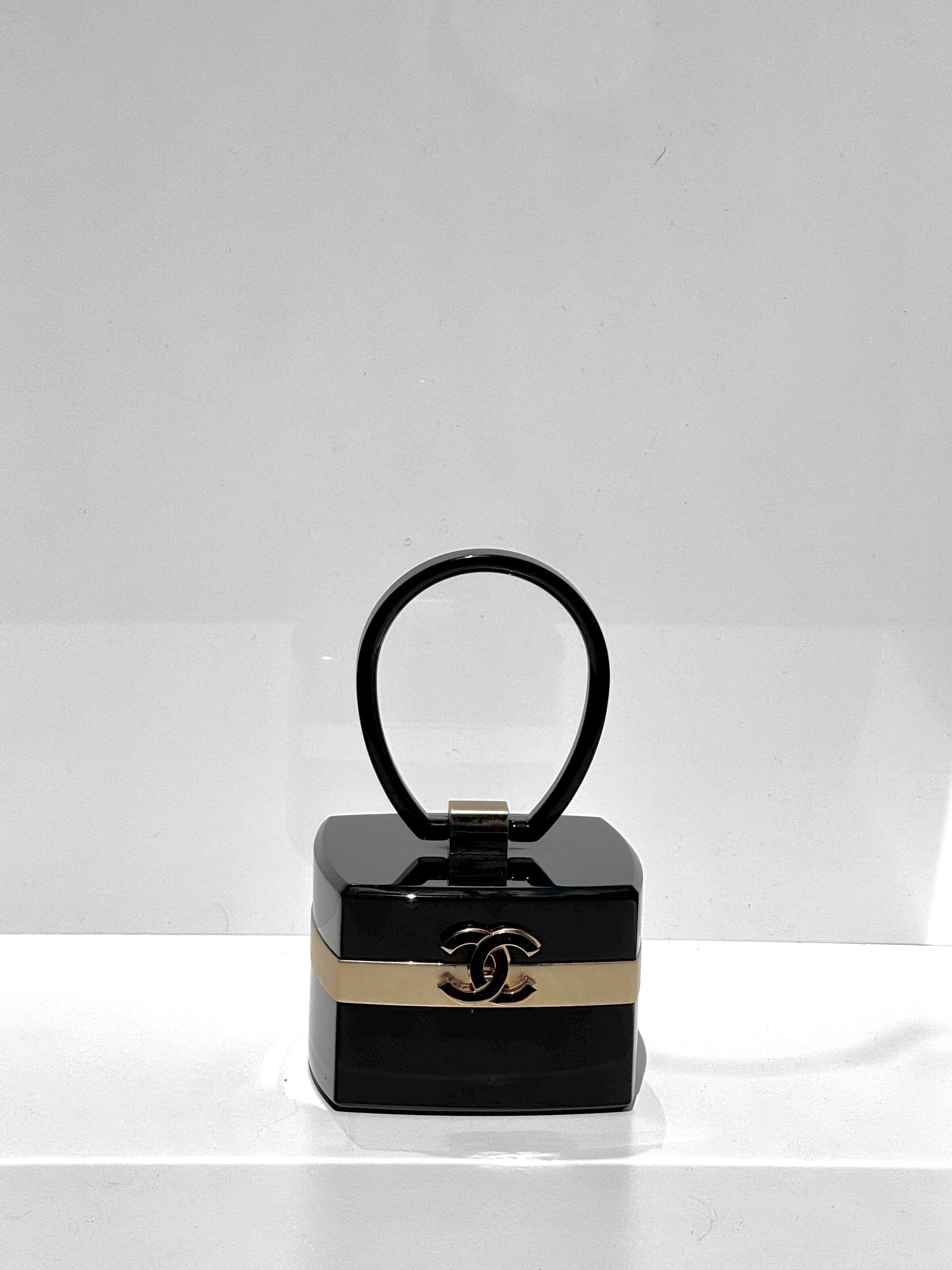 Chanel Lucite Box Mini Handbag Black Gold Hardware 2004 – Its A