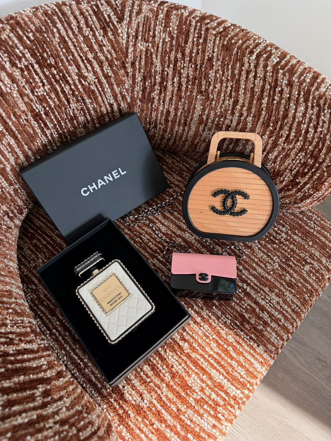 Chanel Perfume Bottle Minaudière White Quilted Leather Light Gold Hardware 2022