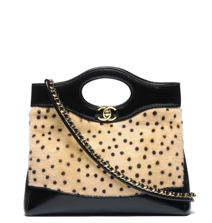 Chanel 31 Mini Shopper Cheetah Print Pony Hair & Black Shiny Lambskin Gold Hardware Métiers d’Art 2026