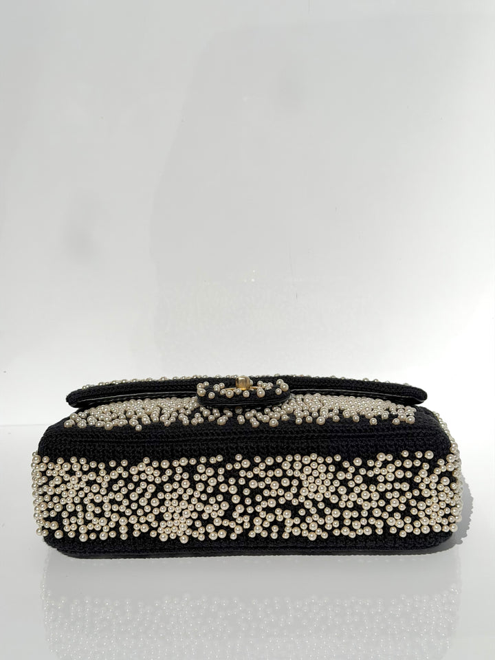 Chanel 17C Medium Flap Bag Pearl Embellished Gold Hardware 2017