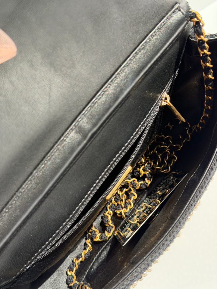 Chanel 17C Medium Flap Bag Pearl Embellished Gold Hardware 2017