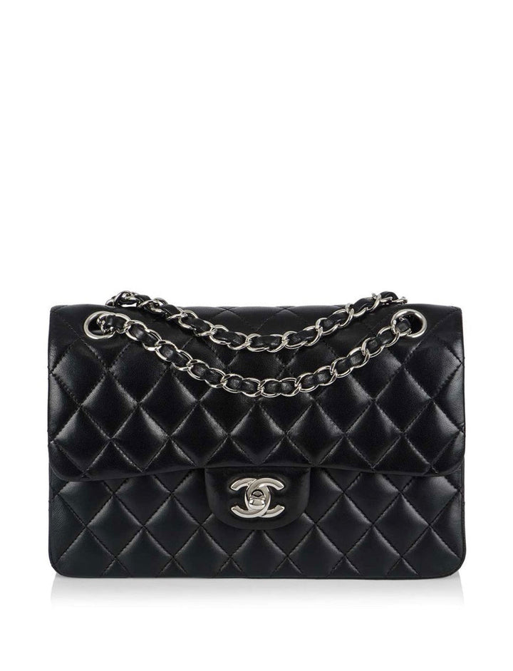 Chanel Small Classic Double Flap Lambskin Black Silver Hardware 2020