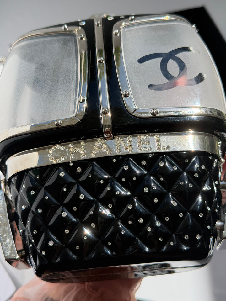 Chanel Ski Gondola Swarovski Minaudière Black Silver Hardware 2019