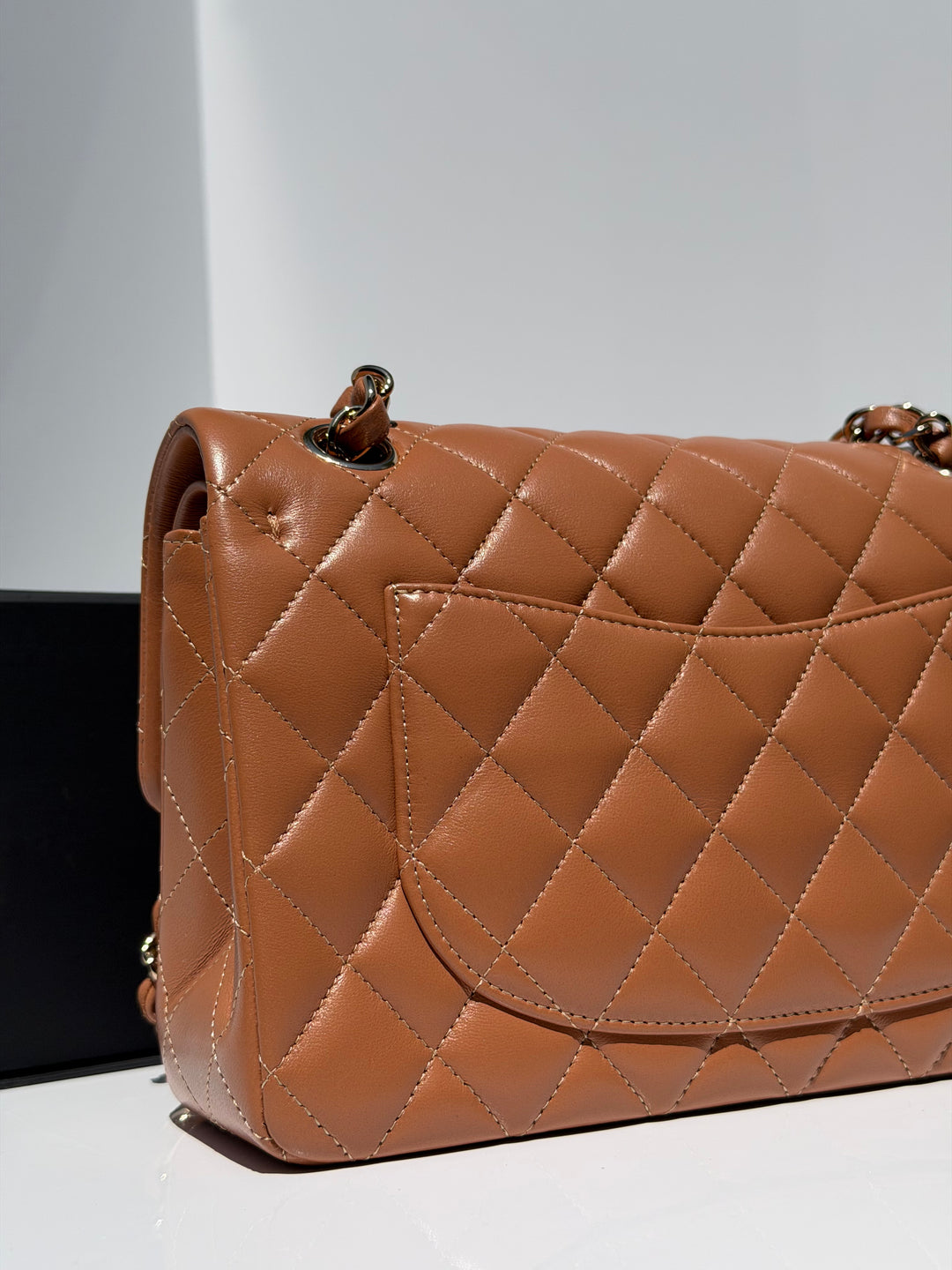 Chanel Small Classic Flap Bag Lambskin Caramel Light Gold Hardware 2022