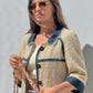 Chanel 2007 Spring Ecru & Denim Trim CC Jacket
