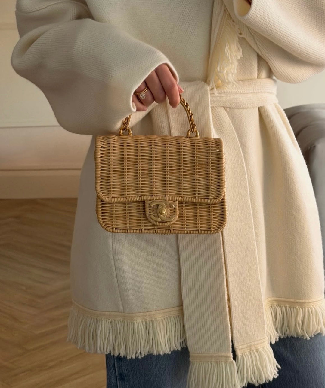 Chanel Braided Mini CC Top Handle Tan Rattan Gold Hardware 2025/26 Cruise