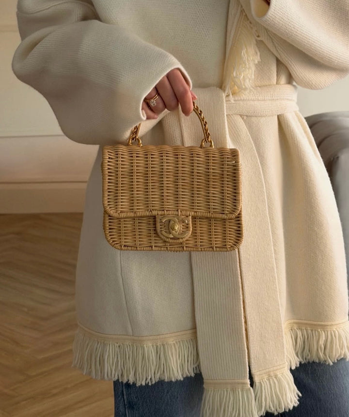 Chanel Braided Mini CC Top Handle Tan Rattan Gold Hardware 2025/26 Cruise