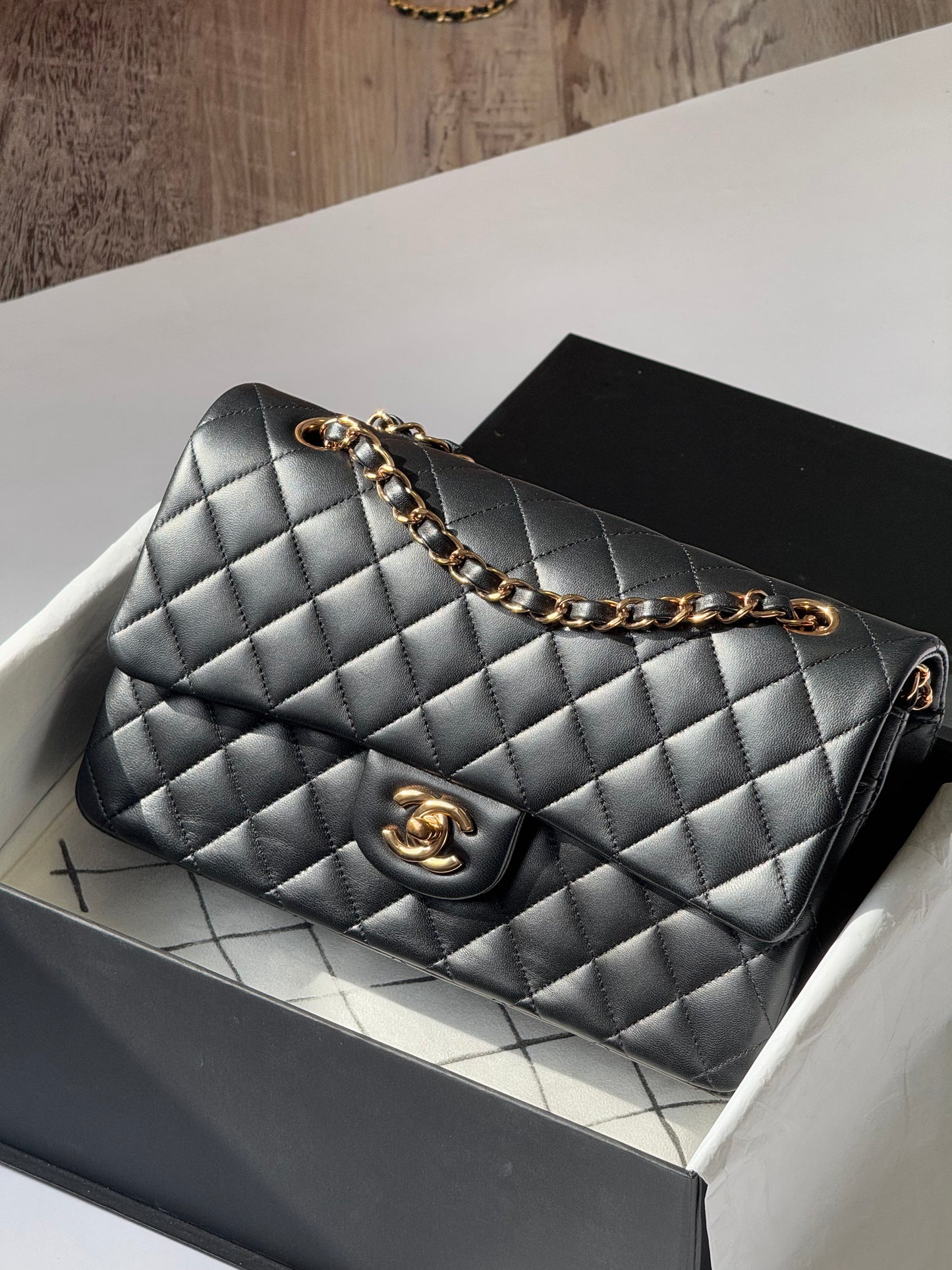 Chanel Black Medium Lambskin Flap Bag + RGHW