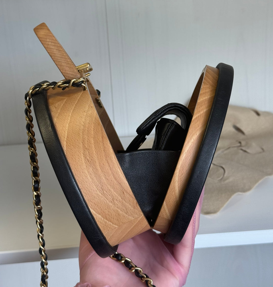 Chanel 2022 Round Beech Wood Vanity Case