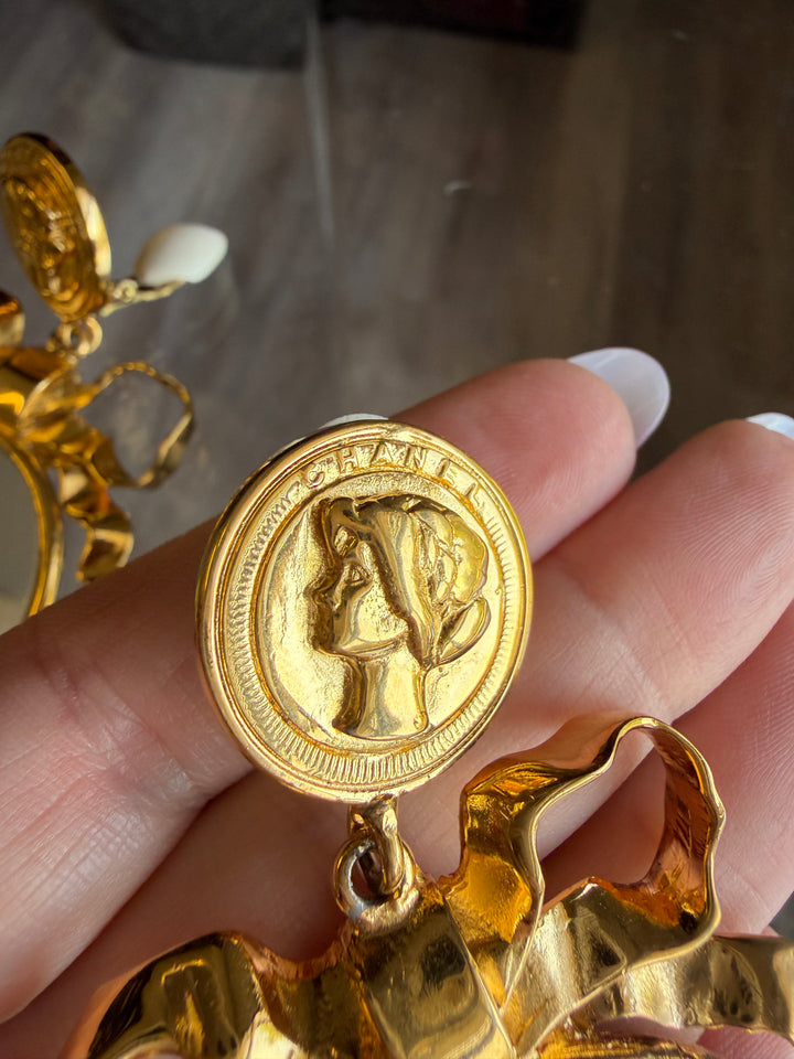 Chanel Mirror Drop Earrings Gold Plated 1990–2000