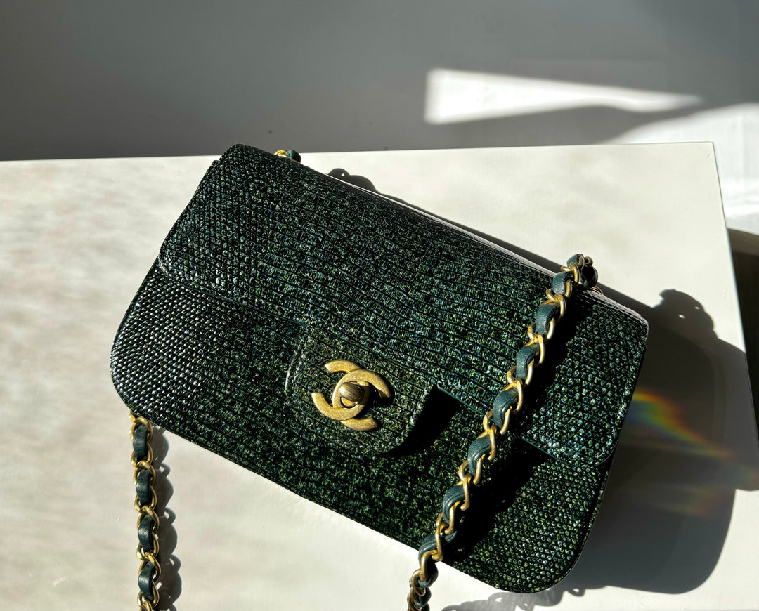 Chanel Green Lizard Mini Flap Bag