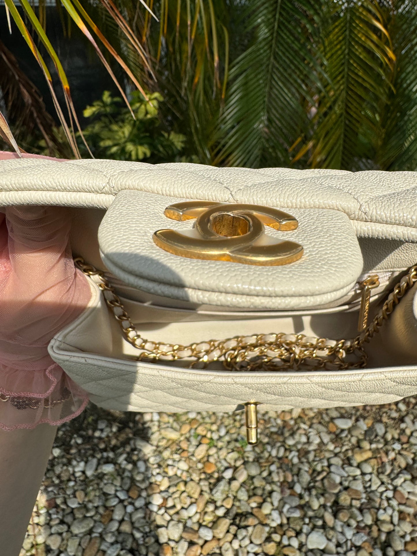 Chanel 21S Mini Light Beige Caviar Top Handle