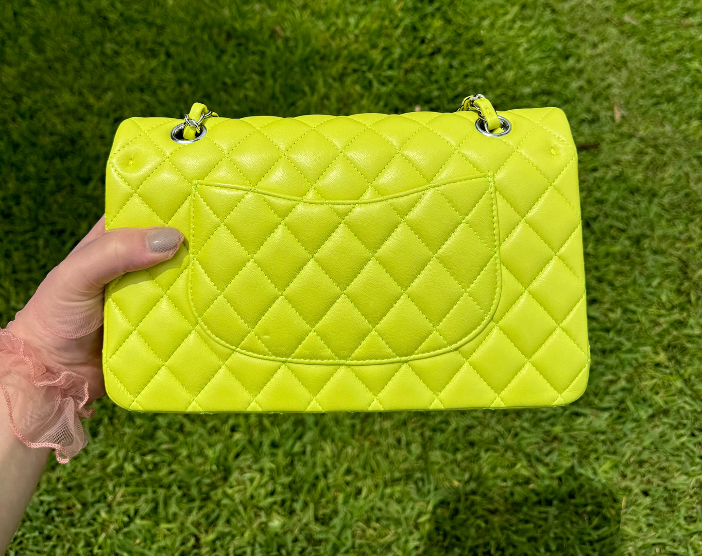 Chanel 21S Yellow Neon Lambskin Medium Flap Bag