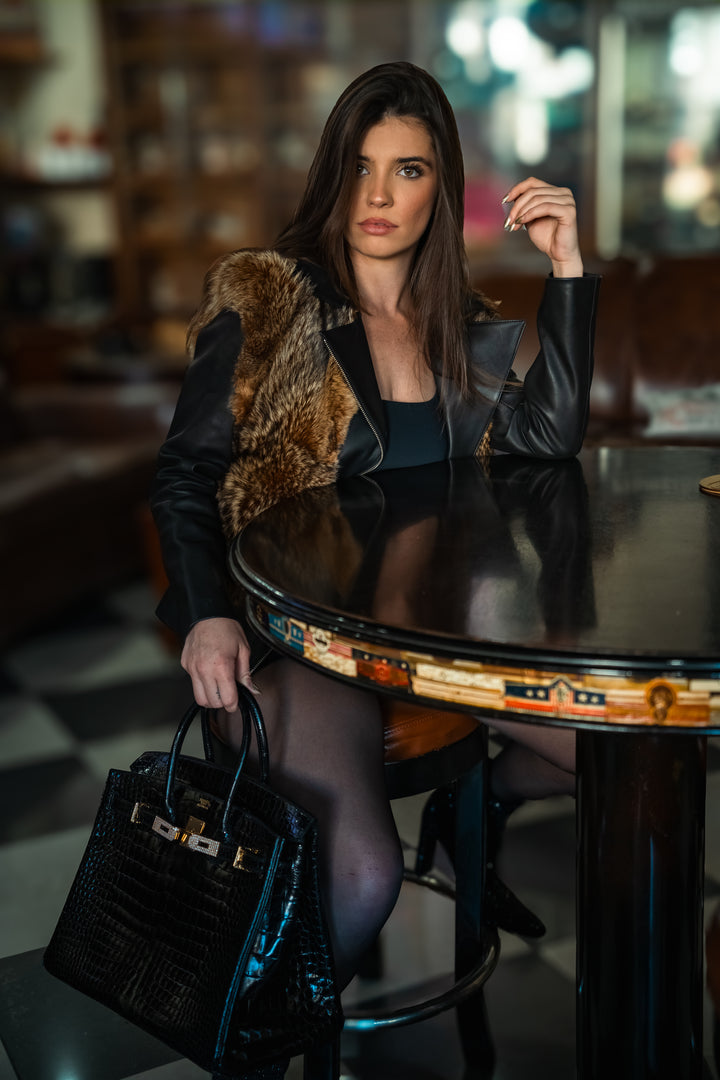 Hermes 18K Yellow Gold Diamond Black Porosus Crocodile Birkin 35