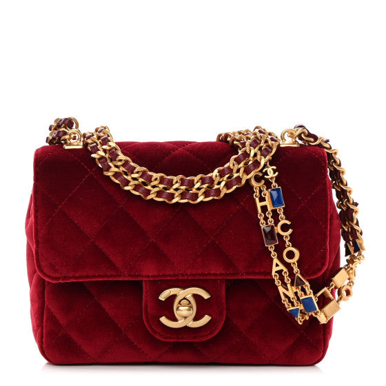 Chanel Red Mini Velvet Enamel Flap Bag