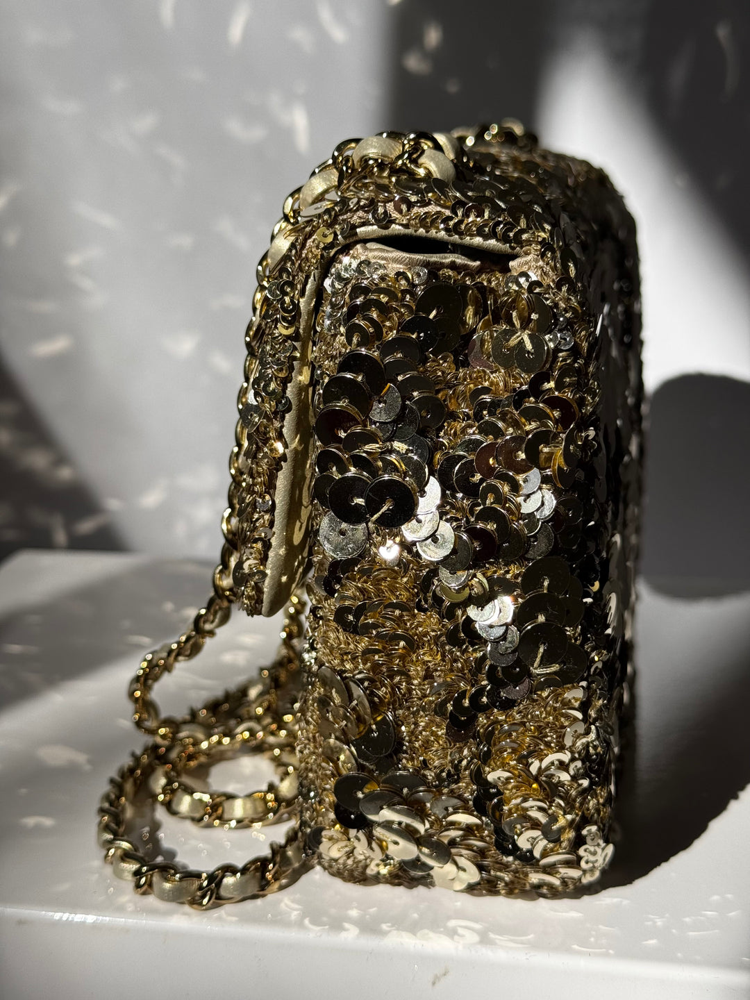 Chanel Cruise 2024/25 Gold Sequins Mini Flap Bag