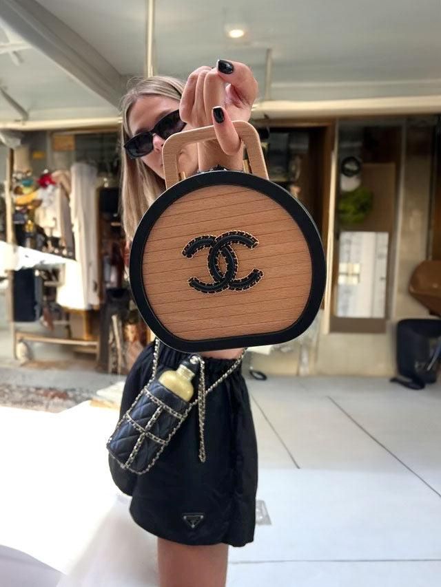Chanel 2022 Round Beech Wood Vanity Case