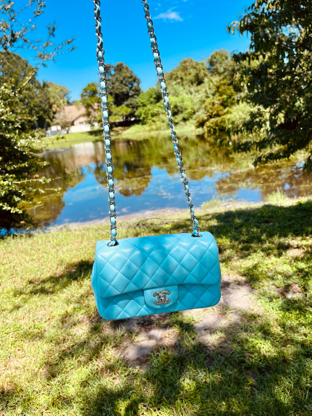 Chanel 21S Blue Neon Mini Flap
