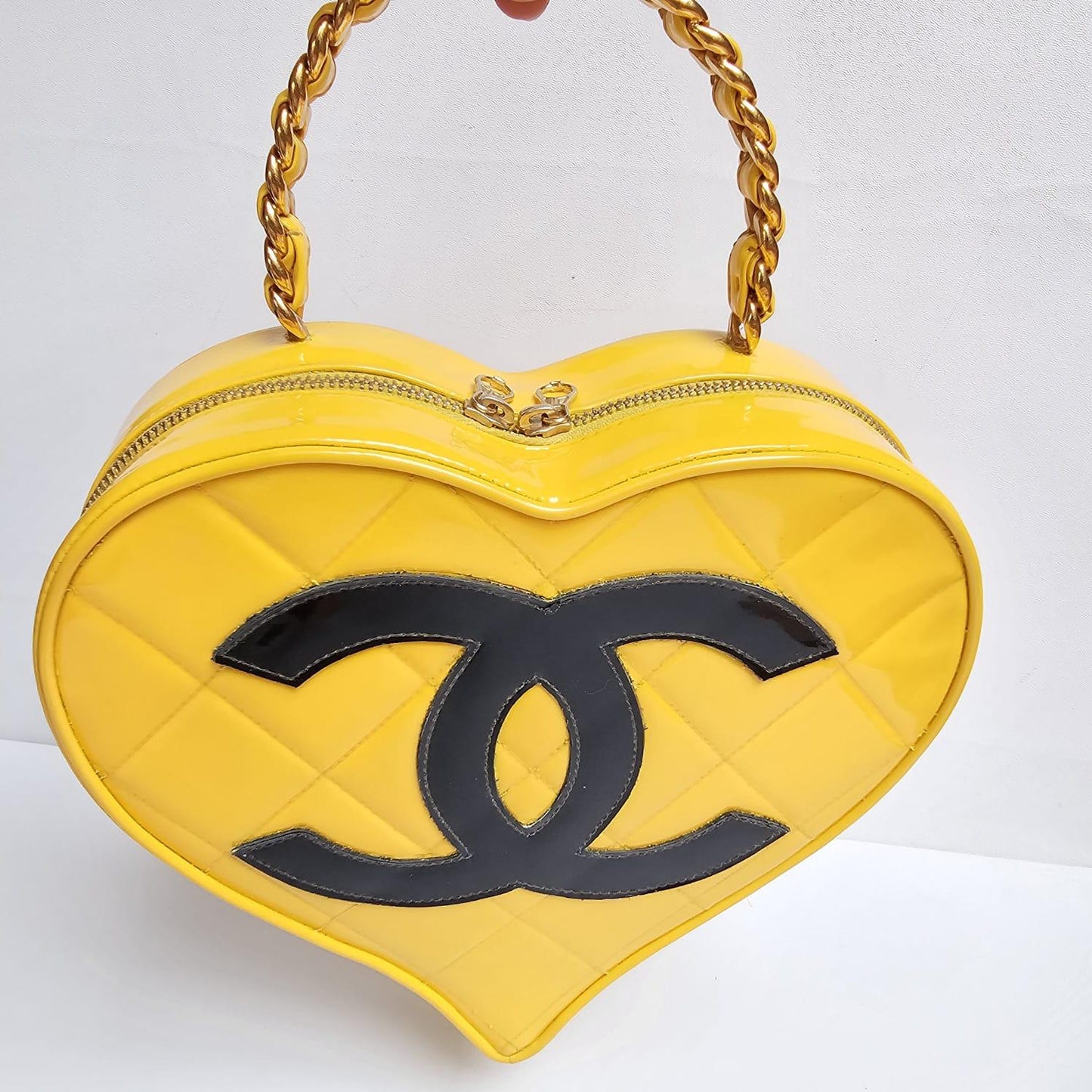 Chanel 1995 CC Yellow Heart Vanity Bag