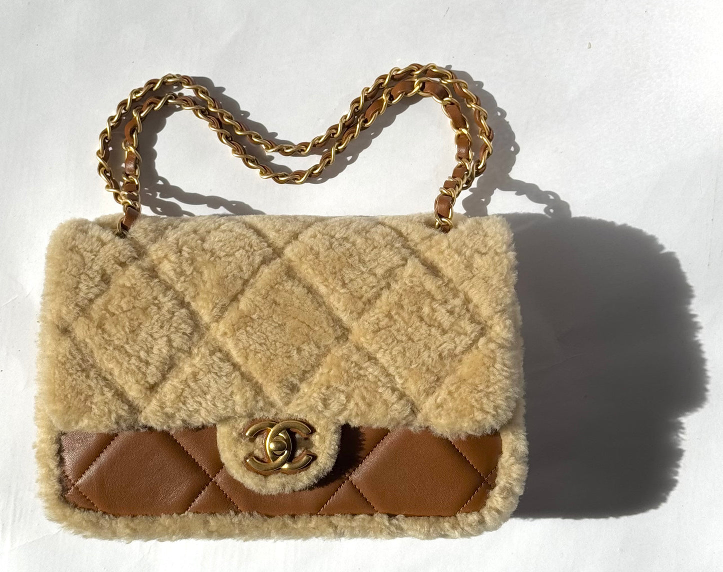 Chanel 24K Brown Shearling Medium Flap Bag