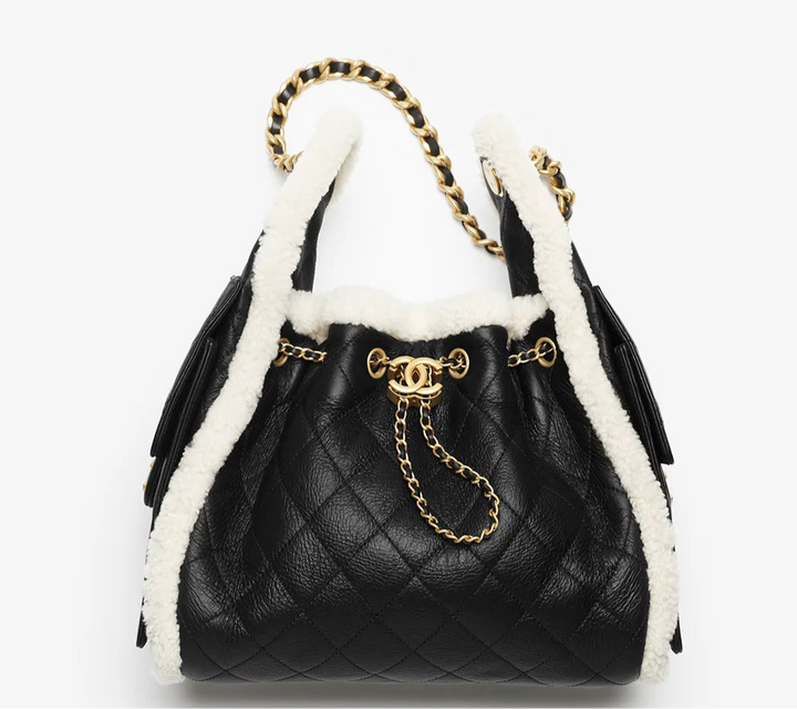 Chanel 25 Crumpled Shearling Sheepskin Small Hobo Bag