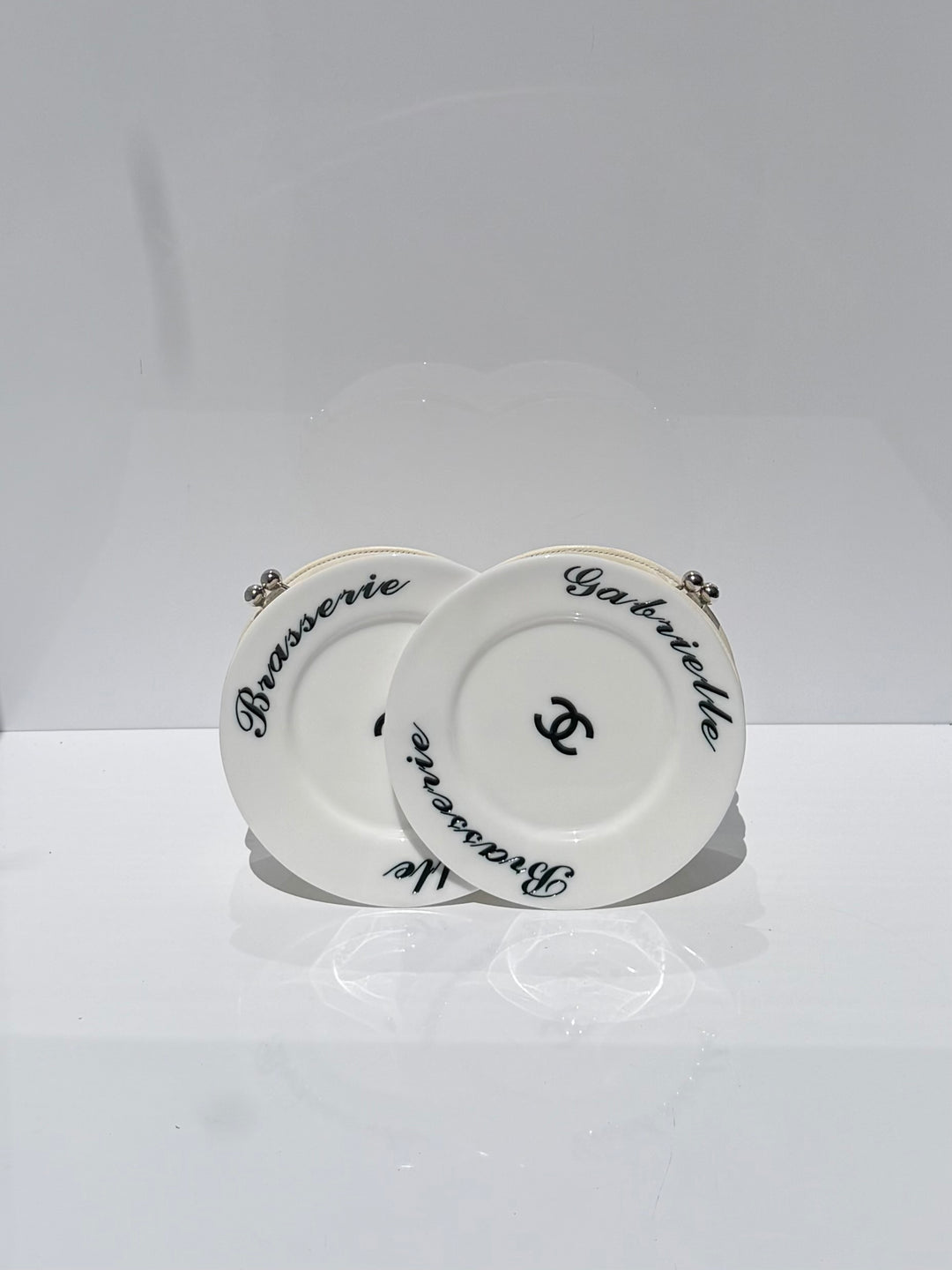 Chanel White Plexiglass Brasserie Gabrielle Plate Minaudière Silver Hardware 2015