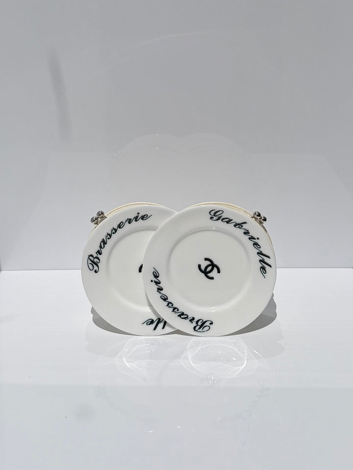Chanel White Plexiglass Brasserie Gabrielle Plate Minaudière Silver Hardware 2015
