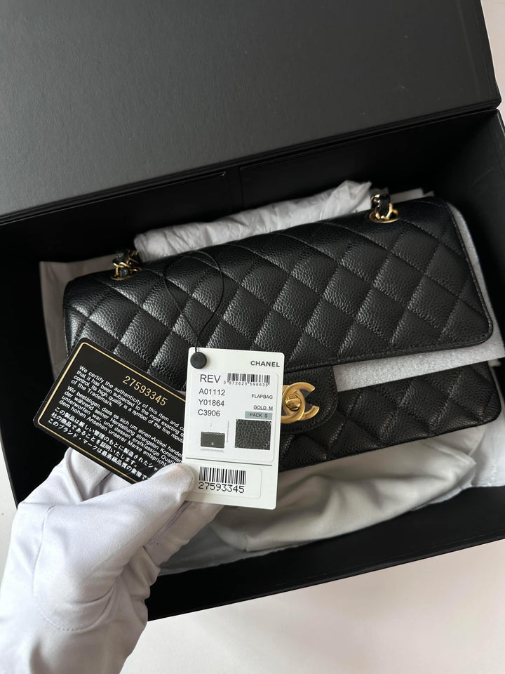 Chanel Black Medium Caviar Double Flap Bag GHW
