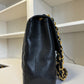 RARE CHANEL 1996 VINTAGE Caviar BLACK HORIZONTAL JUMBO CLASSIC FLAP BAG