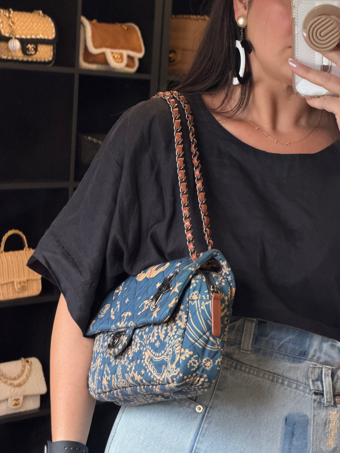 Chanel 2014 Paris Dallas Medium Teal Bandana Flap Bag