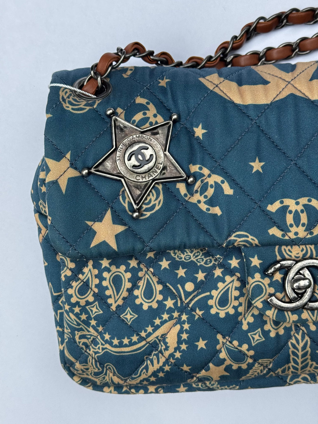 Chanel 2014 Paris Dallas Medium Teal Bandana Flap Bag