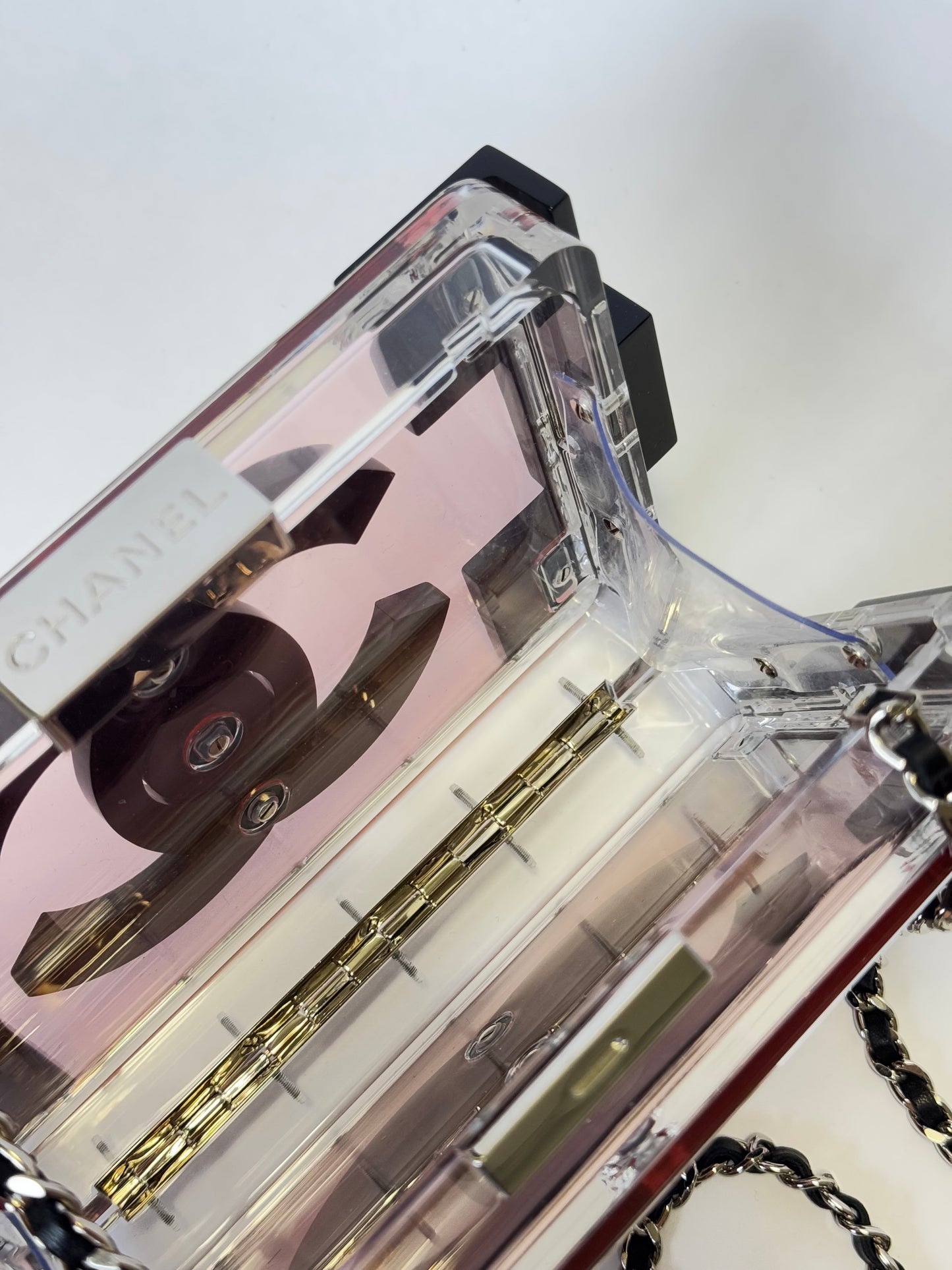 Chanel Plexiglass Pink Barcode Lego Minaudiere