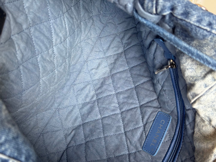 Chanel 23P Small Denim 22 Drawstring Bag