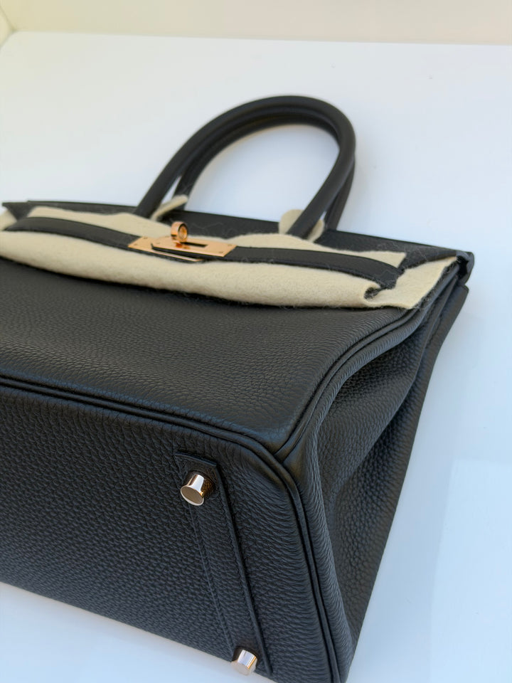 Hermès Birkin 30 — Noir Togo with Rose Gold Hardware