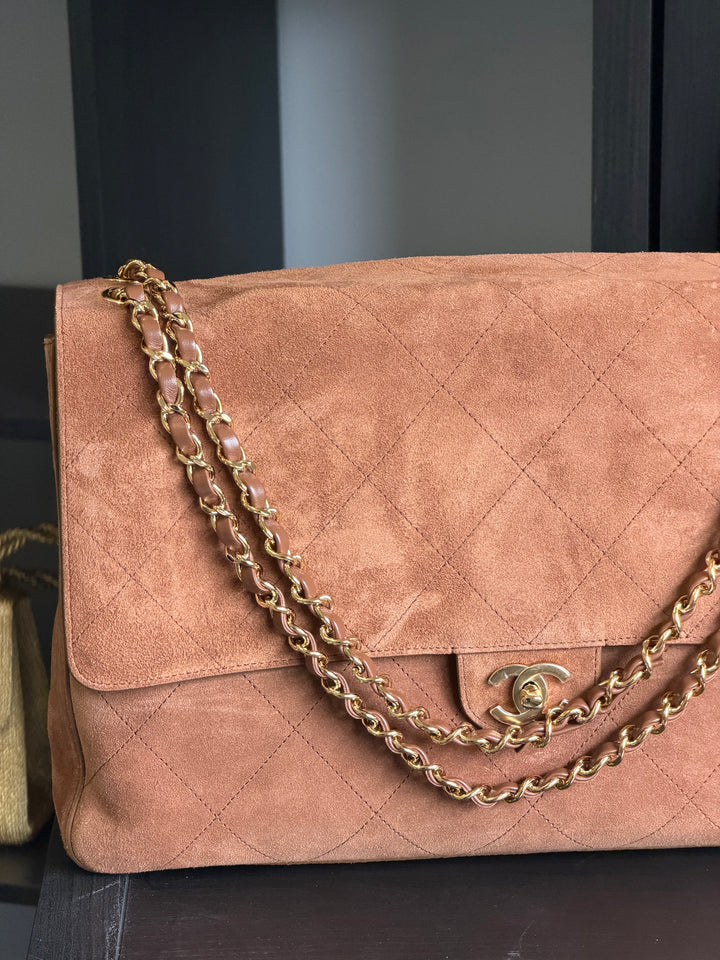 Chanel Maxi Flap Souplissimo Suede Calfskin Camel Gold Hardware 2026