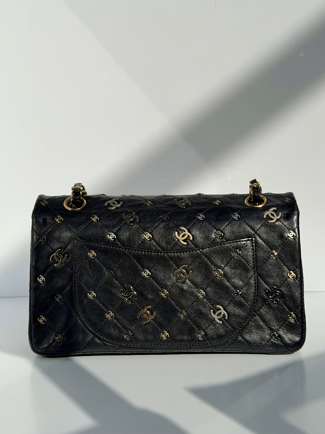 Chanel Medium Reissue 2.55 Flap Bag Black Leather Gold Hardware Punk Charms 2007