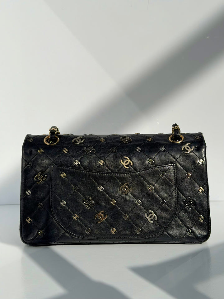 Chanel Medium Reissue 2.55 Flap Bag Black Leather Gold Hardware Punk Charms 2007