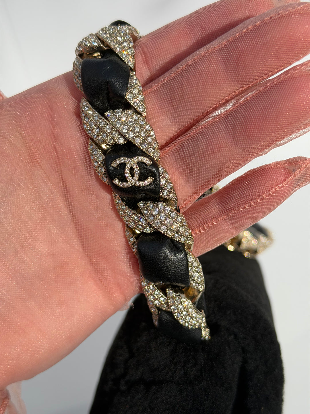 Chanel 2020 Shearling & Strass Black Flap Bag