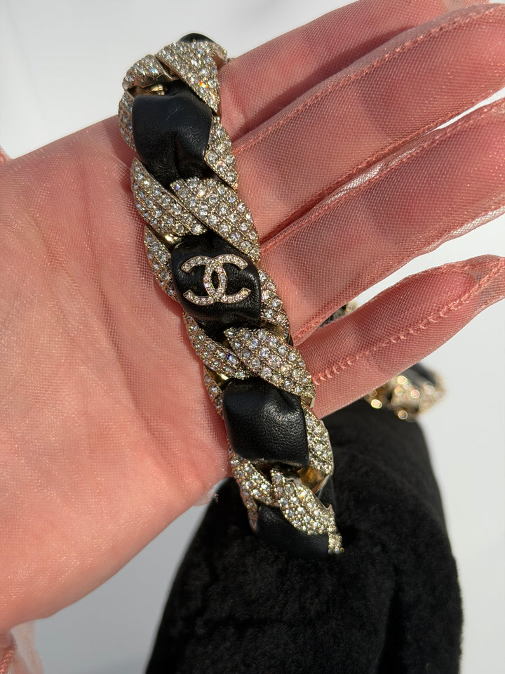 Chanel 2020 Shearling & Strass Black Flap Bag