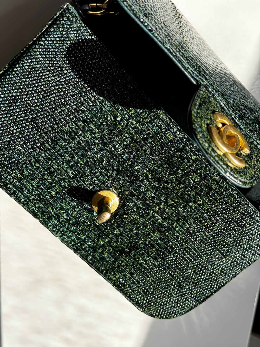 Chanel Green Lizard Mini Flap Bag