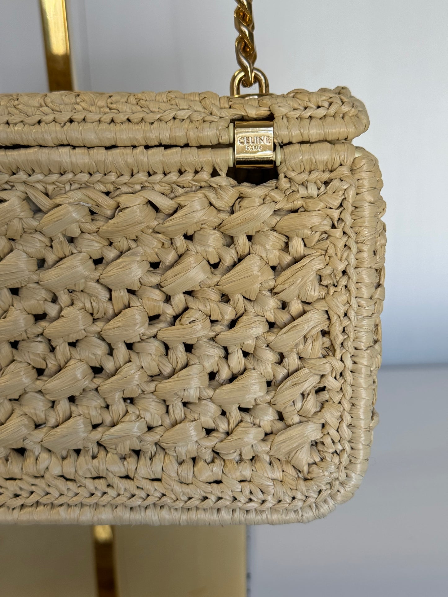 Celine 2023 Raffia Chain Shoulder Bag