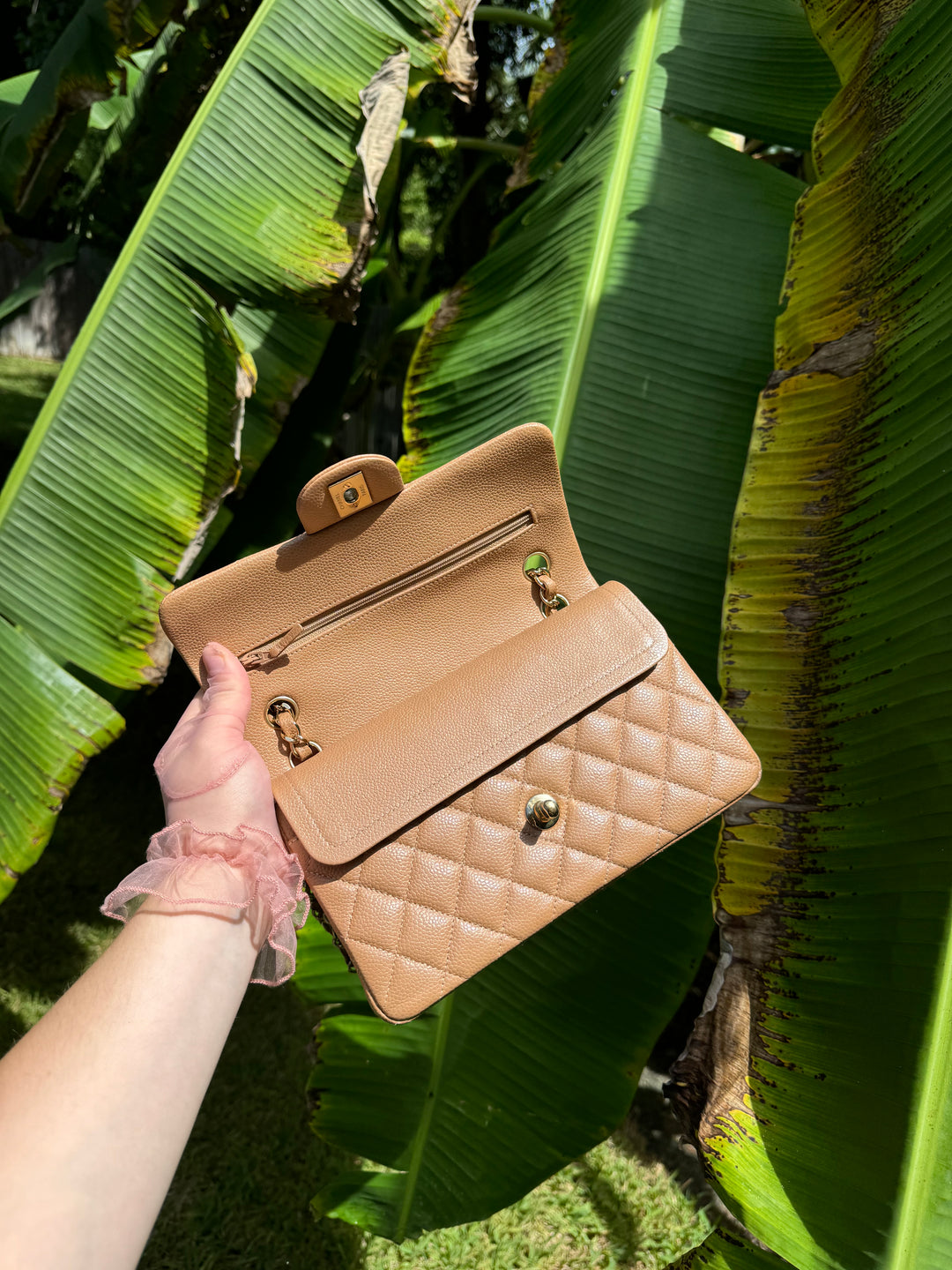 Chanel 18S Small Dark Beige Caviar Double Flap