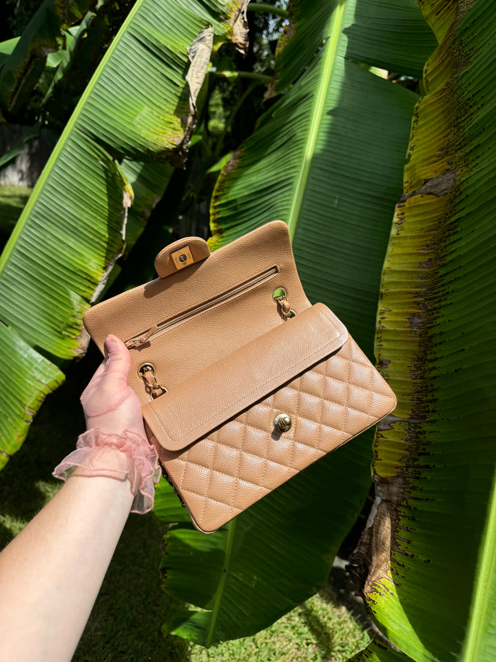 Chanel 18S Small Dark Beige Caviar Double Flap