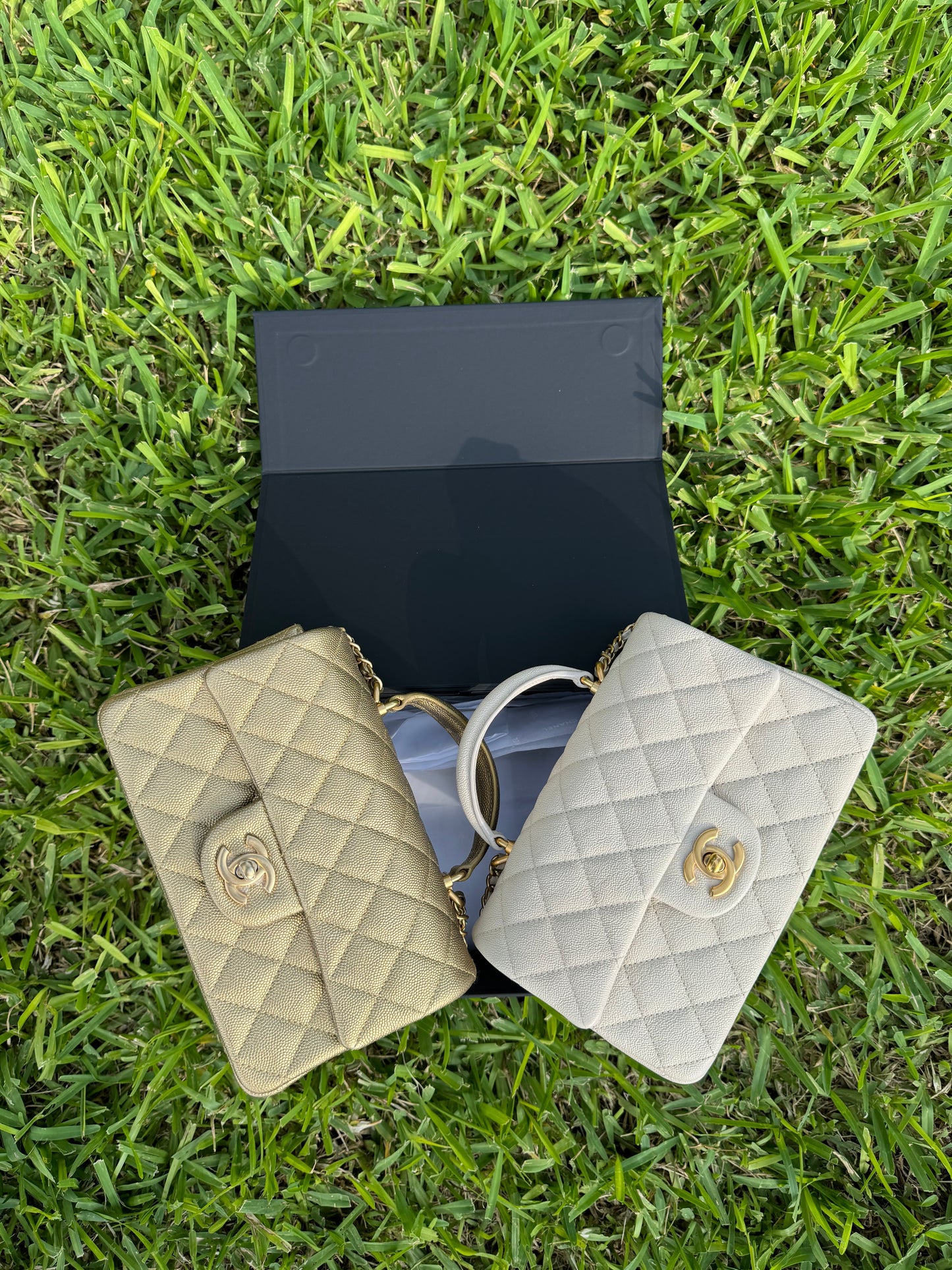 Chanel 21S Mini Light Beige Caviar Top Handle