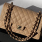 Chanel 22C Light Beige Medium Caviar Double Flap Bag