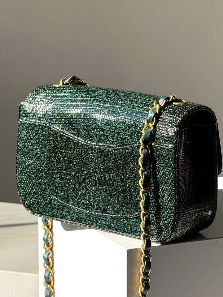 Chanel Green Lizard Mini Flap Bag